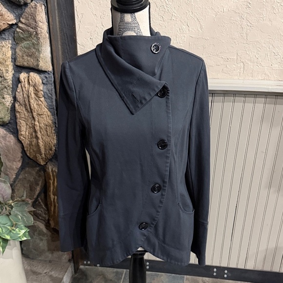 White House Black Market Jackets & Blazers - White House Black Market Charcoal Asymmetric Button Blazer